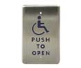 BEA 10PBO241 2 3/4" x  4 1/2" Single Gang Stainless Steel Push Plate, Blue Handicap Logo & Blue "Push To Open" Text