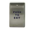 BEA 10PBO24E 2 3/4" x  4 1/2" Single Gang Stainless Steel Push Plate, Blue "Push To Open" Text