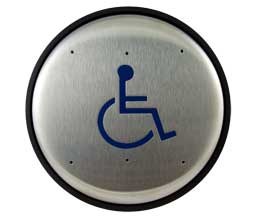 BEA 10PBRLL 6" Round Stainless Push Plate, Blue Handicap Logo