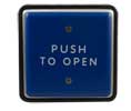 BEA 10PBS45B 4 1/2" Square Blue Stainless Push Plate with White "Push To Open" Text Only