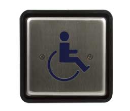 BEA 10PBS45LL 4 1/2" Square Stainless Push Plate with Blue Handicap Logo Only