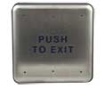 BEA 10PBSE 4 3/4" Square Stainless Push Plate, Blue "Push To Exit" Text