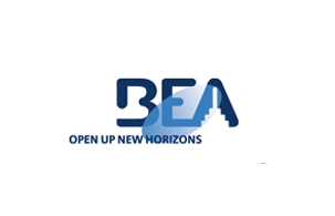 BEA 10EMR61E Panther 6" Round Slim Profile Push Plate, Blue Handicap Logo & Blue "Push to Exit" Text