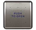 BEA 10PBS6  6" Square Stainless Push Plate, Blue "Push To Open" Text