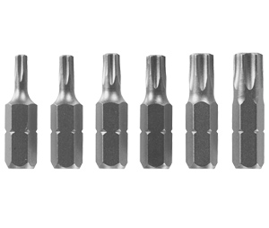 Bosch CC90396 T10,T15,T20,T25,T27,T30,T40 1In Torx Insert Bits-Shank 1/4In-Pack of 6