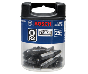 Bosch ITR225 R2 1In Square Recess Bits-Shank 1/4In-Pack of 25