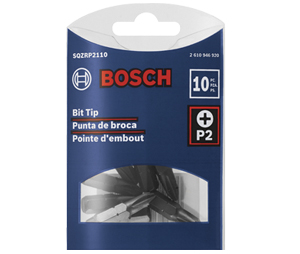 Bosch SQZRP2110 P2 1In Philips Screwdriver Bits-Shank 1/4In-Pack of 10