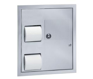 Bradley 5941 2-Stall Toilet Tissue Dispenser, Napkin Disposal With Flush Side
