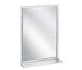 Bradley 7805-1836 18"W x 36"H Stainless Steel Angle Frame Plate Glass Mirror with Shelf