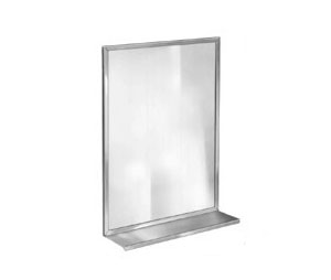 Bradley 7815-1624 16"W x 24"H Stainless Steel Channel Frame Plate Glass Mirror with Shelf