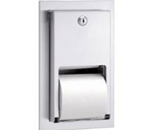 Bradley 5412 Recessed Mounted Dual Roll Toilet Tissue Dispenser - Satin Stainless Steel