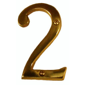 Brass Accents I07-N5320 Traditional 4" Raised Numeral 2