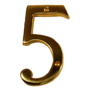 Brass Accents I07-N5550 Traditional 6" Raised Numeral 5