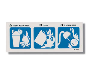 Brooks BL101N Fire Classification Label - "ABC" Pictorial