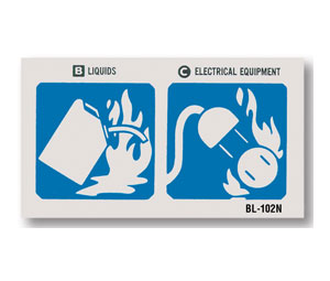 Brooks BL102N Fire Classification Label - "BC" Pictorial