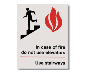 Brooks BL117 Self-adhesive Vinyl Exit Sign ”IN CASE OF FIRE...” - 5 1/2" x 7"