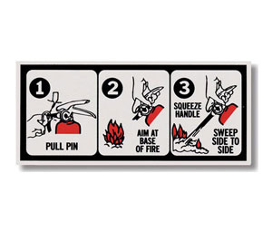 Brooks BL122 Pictorial Operating Label - Extinguisher Instruction