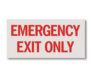 Brooks BL168 Self-adhesive Vinyl Exit Sign ”EMERGENCY EXIT ONLY” - 12" x 6"