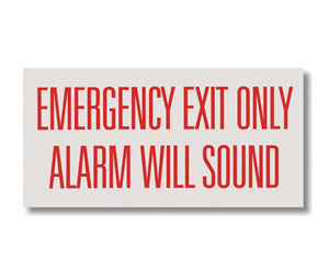 Brooks BL169 Self-adhesive Vinyl Exit Sign ”EMERGENCY EXIT ONLY...” - 12" x 6"