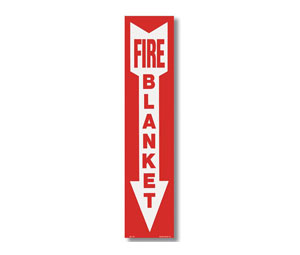 Brooks BL170 Self-adhesive Vinyl Sign ”FIRE BLANKET” Arrow - 4" x 18"