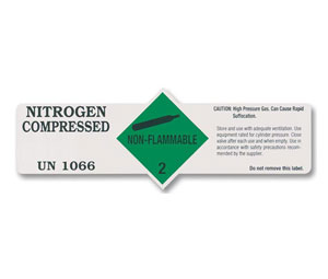 Brooks BL177 Department of Transportation Label - “Nitrogen Compressed UN 1066”