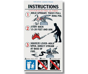 Brooks BL204 Pictorial Operating Label - Water Extinguisher Instruction