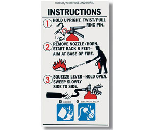 Brooks BL206 Pictorial Operating Label - Large CO2 Extinguisher Instruction