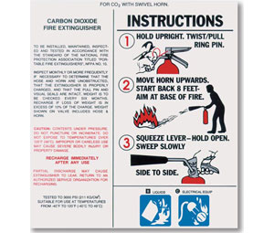 Brooks BL209 Pictorial Operating Label - 5lb CO2 Extinguisher Nameplate