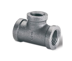 Brooks BP45 Black Pipe Fittings - Bull Reducing Tee, 1/2" x 1/2" x 3/8"