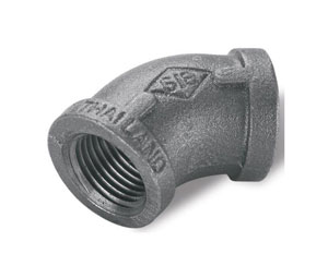 Brooks BP8 Black Pipe Fittings - 45° Elbow, 1/2"
