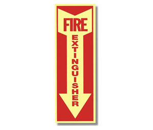 Brooks G108 Glow-In-The-Dark Self-adhesive Vinyl Sign ”FIRE EXTINGUISHER” - 4" x 12"