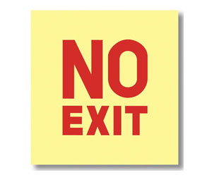 Brooks G126 Glow-In-The-Dark Self-adhesive Vinyl Sign ”NO EXIT” - 5" x 5 1/4"