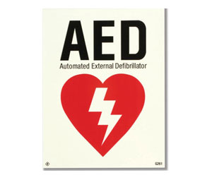 Brooks G261 AED Sign ”AED” Glow-in-the-Dark - 6" x 8"
