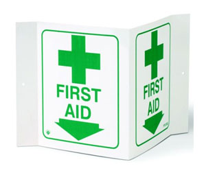 Brooks PTD262 First Aid Sign ”FIRST AID” - 3-D, 5" x 6"