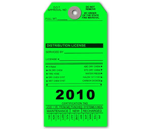 Brooks SSPLTAG Custom-imprinted Louisiana Fire Extinguisher Service Tag