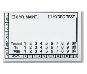 Brooks SSPV6H Custom Hydrotest and 6-Year Maintenance Label - Standard Hydrotest/6-yr