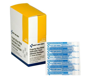 Brooks FA173 Metal Detectable Fingertip Fabric Bandages - 1" x 3", Pkg/25
