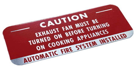 Adhesive-backed Aluminum Restaurant System Sign ”CAUTION...”