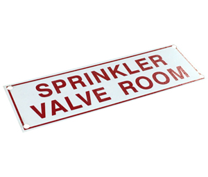 Brooks A238 Sprinkler Identification Sign ”SPRINKLER VALVE ROOM” - 6" x 2"