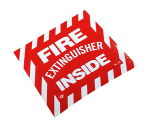 Brooks BL105 Vinyl Self-adhesive ”FIRE EXTINGUISHER INSIDE” Sign - 4" x 4"