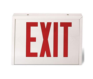 Brooks ESR3 Red Exit Sign, AC Only, Steel Enclosure