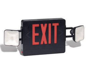 Brooks LED4B Combination Exit/Emergency Light - Red LED, Black