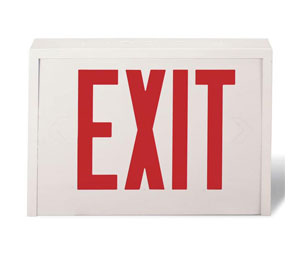 Brooks LED5 Red LED Exit Sign w/ Battery Backup, Steel Enclosure