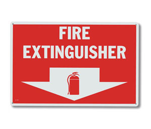 Brooks A107 Aluminum ”FIRE EXTINGUISHER” Arrow Sign -  12" x 8"
