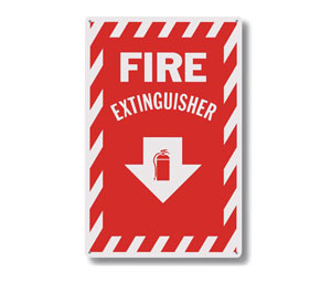 Brooks A114 Aluminum ”FIRE EXTINGUISHER” Arrow Sign -  8" x 12"