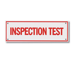 Brooks A160 Sprinkler Identification Sign ”INSPECTION TEST” - 6" x 2"