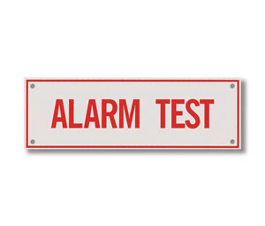 Brooks A163 Sprinkler Identification Sign ”ALARM TEST” - 6" x 2"