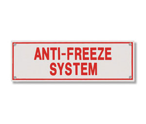 Brooks A224 Sprinkler Identification Sign ”ANTI-FREEZE SYSTEM” - 6" x 2"
