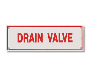 Brooks A228 Sprinkler Identification Sign ”DRAIN VALVE” - 6" x 2"