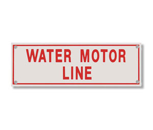 Brooks A241 Sprinkler Identification Sign ”WATER MOTOR LINE” - 6" x 2"